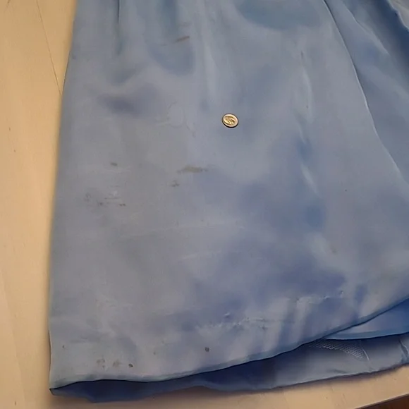 VTG 1950s Handmade Fit n' Flare Layered Blue Short Sleeved Cocktail Dress - Picture 17 of 17